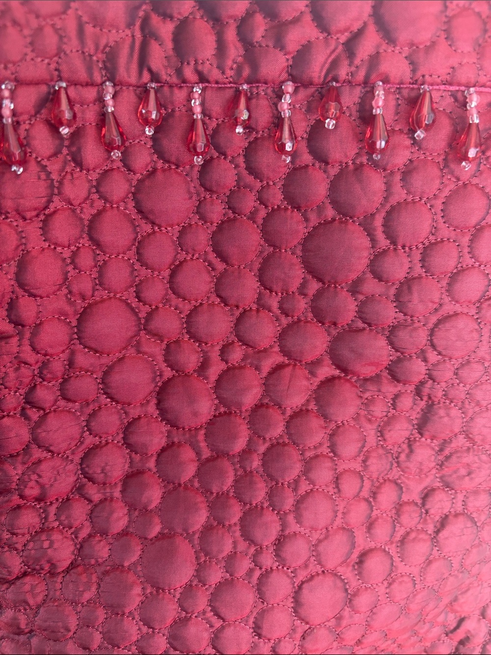 Vintage Rodeo Home Christmas Stocking Quilted Burgundy Red Gold Rope Beaded - Picture 3 of 5